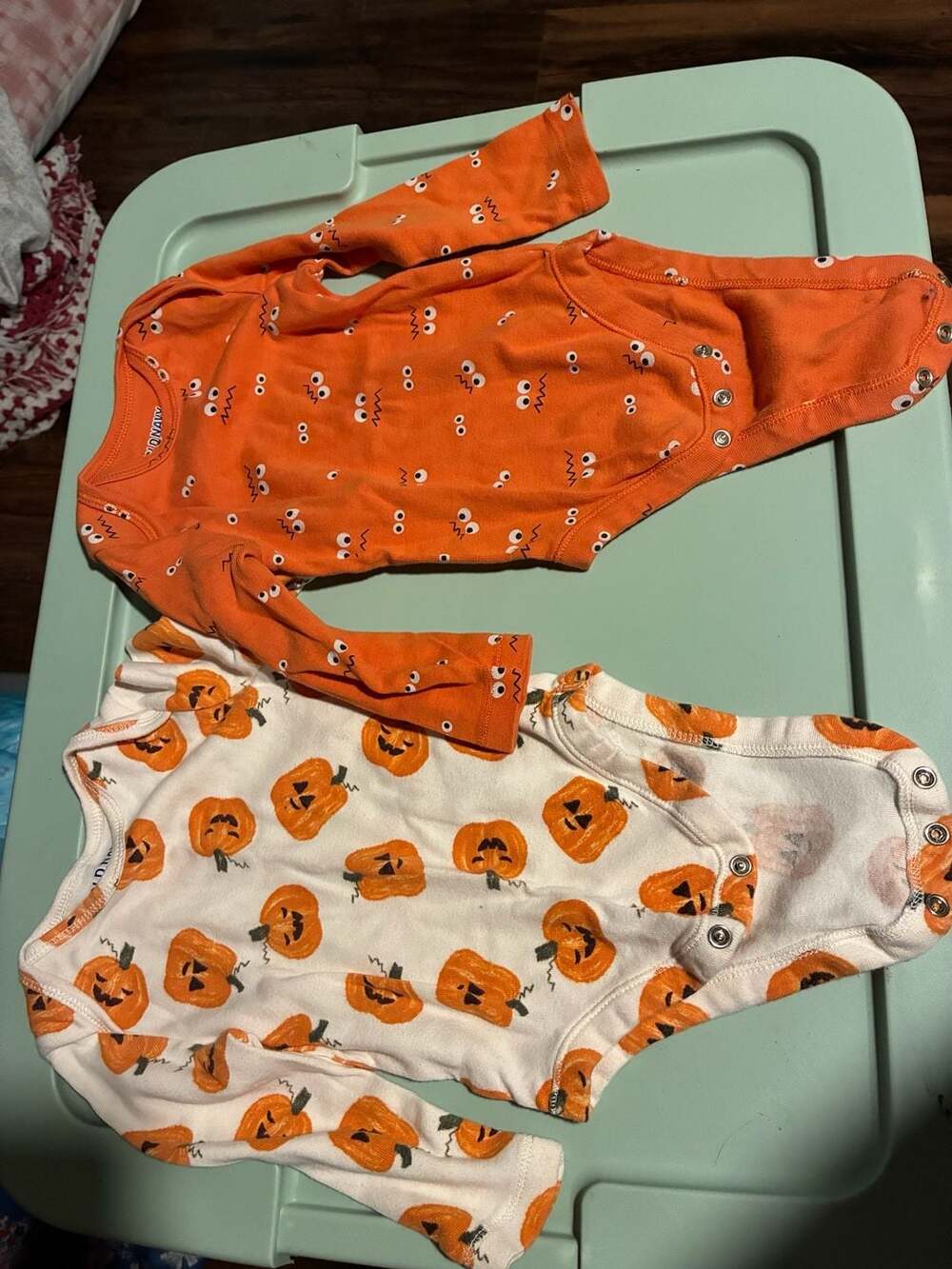 Old Navy Baby Halloween Long Sleeve Bodysuits 2-Piece Set 6-12M Pumpkins Eyes